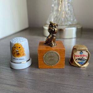 Vintage Souvenir Thimbles & Trinkets - Cocker Spaniel Owl Sea World